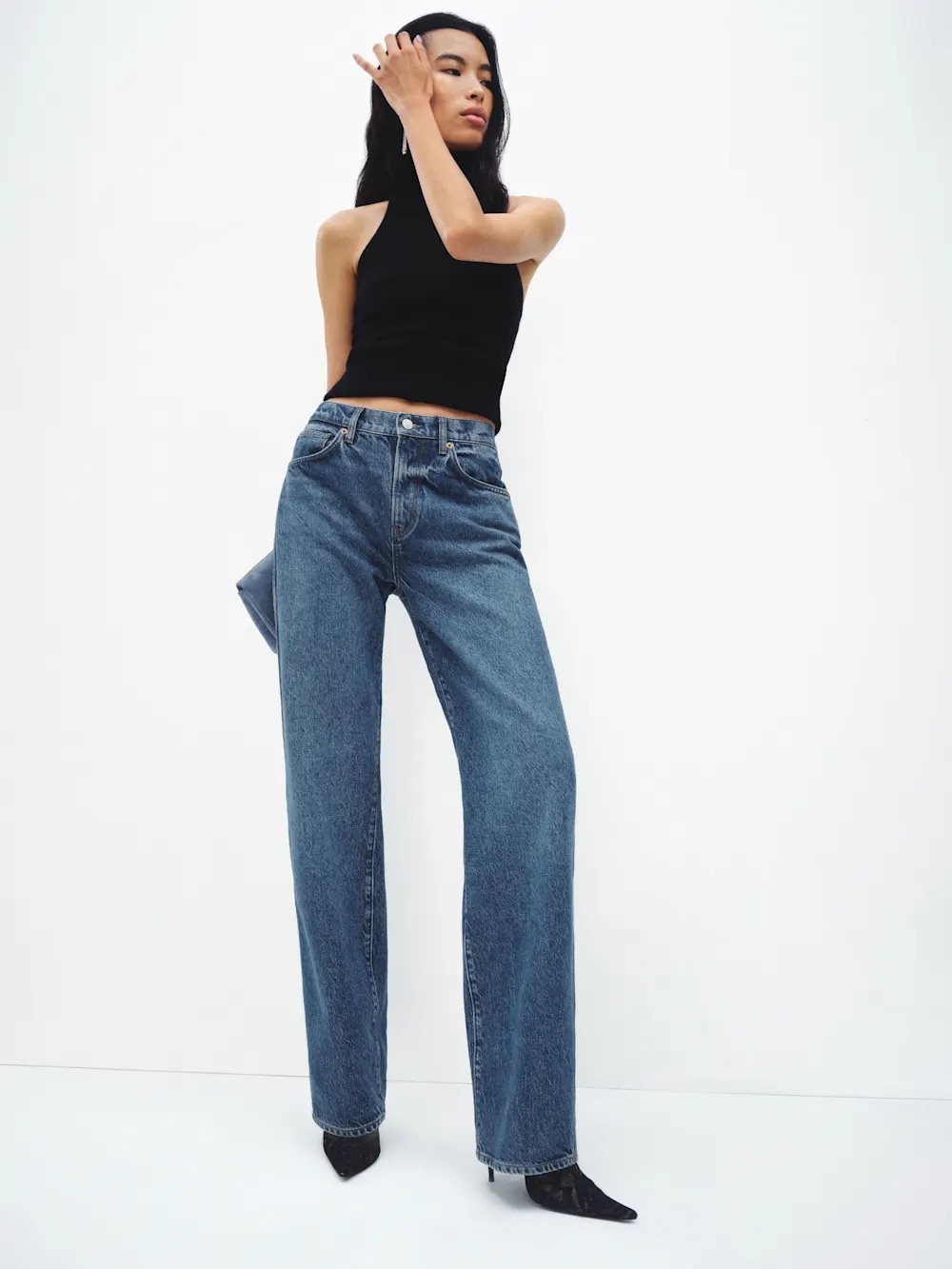 Reformation Val 90s Mid Rise Straight Jean in Pelican